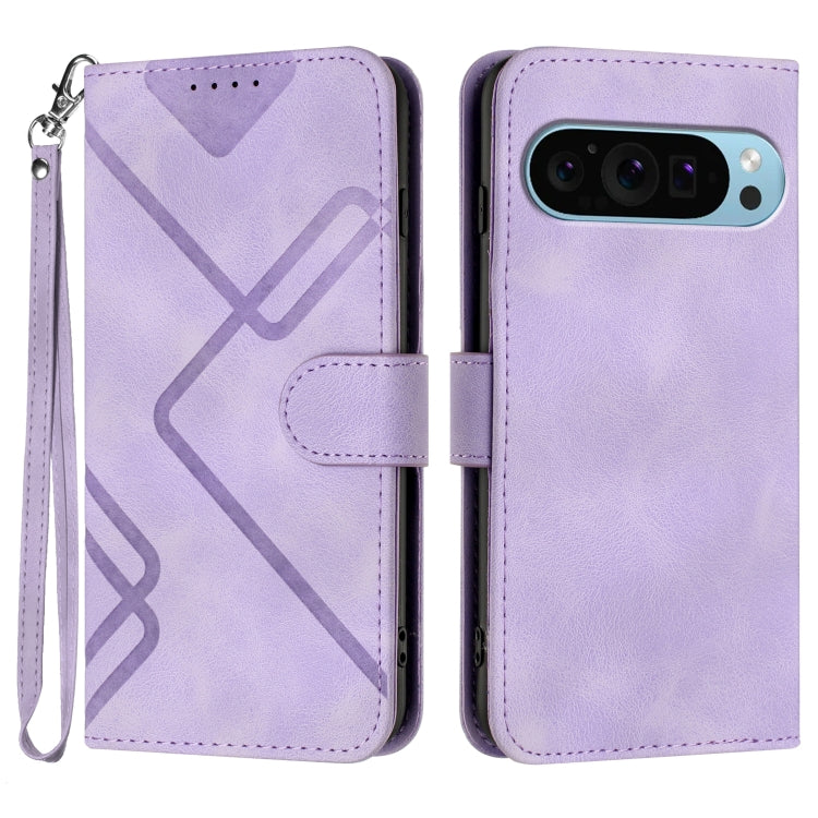 For Google Pixel 9 Pro Line Pattern Skin Feel Leather Phone Case(Light Purple) - Google Cases by PMC TechLife | Online Shopping South Africa | PMC TechLife | Buy Now Pay Later Mobicred