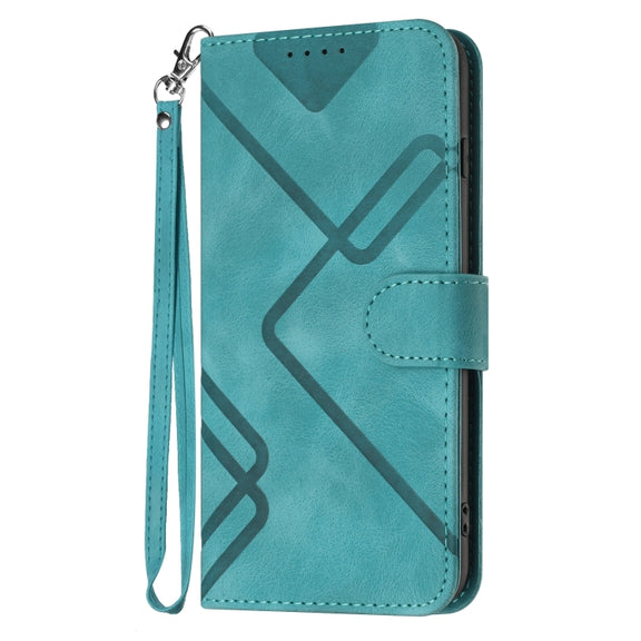 For Google Pixel 9 Pro Line Pattern Skin Feel Leather Phone Case(Light Blue)