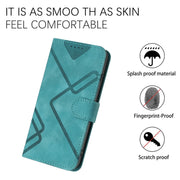 For Google Pixel 9 Pro Line Pattern Skin Feel Leather Phone Case(Light Blue)