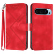 For Google Pixel 9 Line Pattern Skin Feel Leather Phone Case(Red) - Google Cases by PMC TechLife | Online Shopping South Africa | PMC TechLife | Buy Now Pay Later Mobicred
