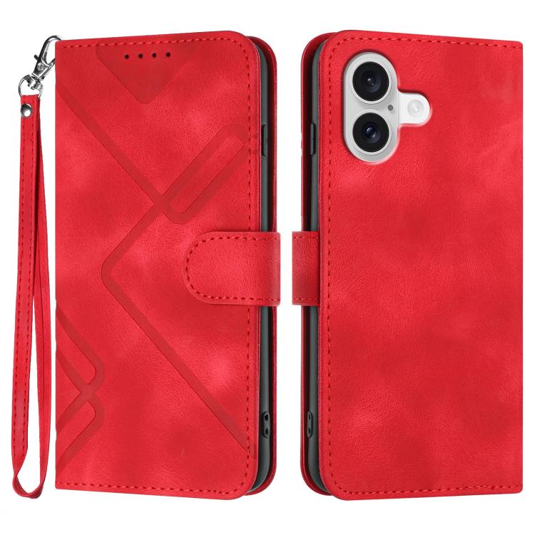 For iPhone 17 Line Pattern Skin Feel Leather Phone Case(Red) - free shipping - PMc TechLife - Order now!
