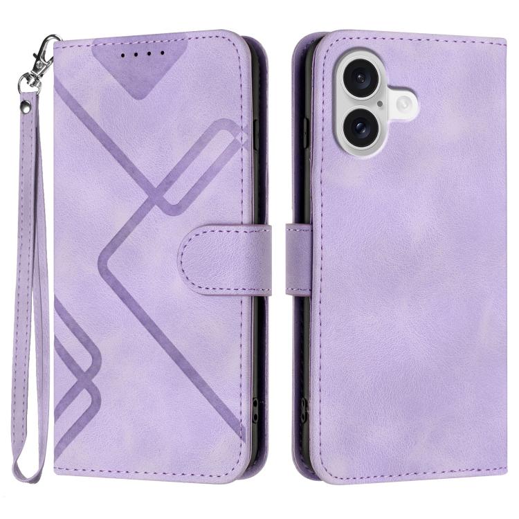 For iPhone 17 Line Pattern Skin Feel Leather Phone Case(Light Purple) - free shipping - PMc TechLife - Order now!