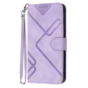 For iPhone 17 Line Pattern Skin Feel Leather Phone Case(Light Purple)