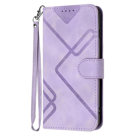 For iPhone 17 Line Pattern Skin Feel Leather Phone Case(Light Purple)