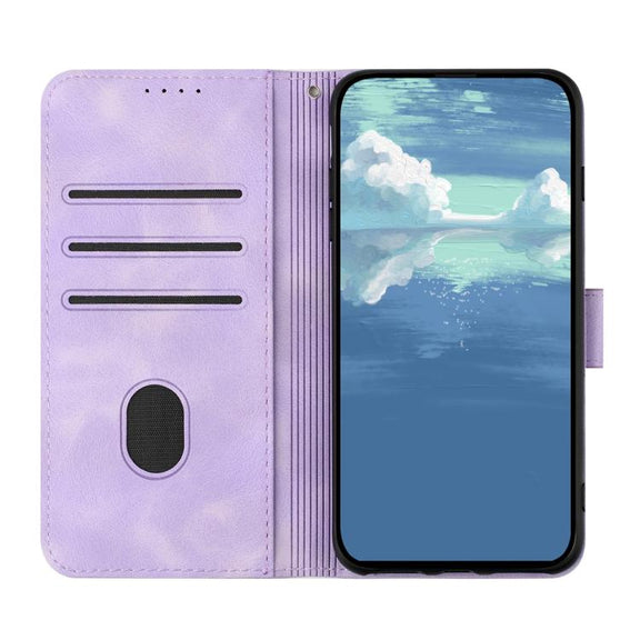 For iPhone 17 Line Pattern Skin Feel Leather Phone Case(Light Purple)