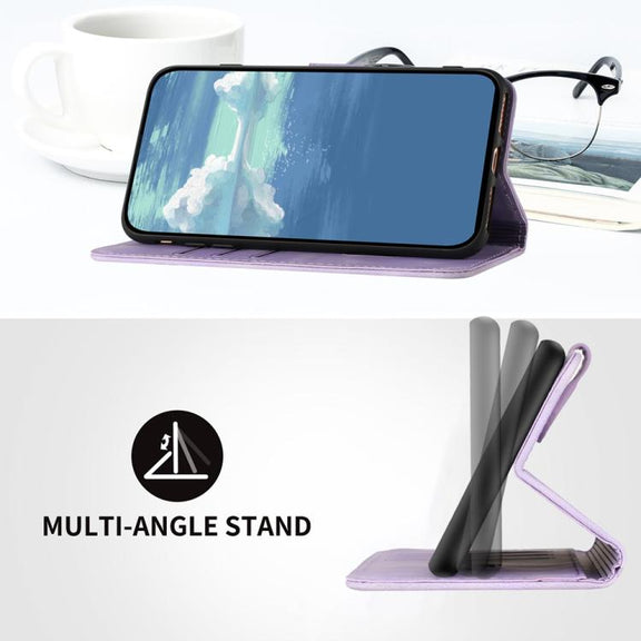 For iPhone 17 Line Pattern Skin Feel Leather Phone Case(Light Purple)