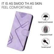 For iPhone 17 Line Pattern Skin Feel Leather Phone Case(Light Purple)