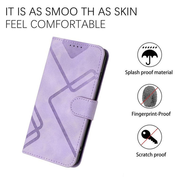 For iPhone 17 Line Pattern Skin Feel Leather Phone Case(Light Purple)
