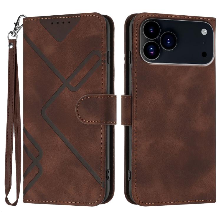 For iPhone 17 Pro Max Line Pattern Skin Feel Leather Phone Case(Coffee) - free shipping - PMc TechLife - Order now!