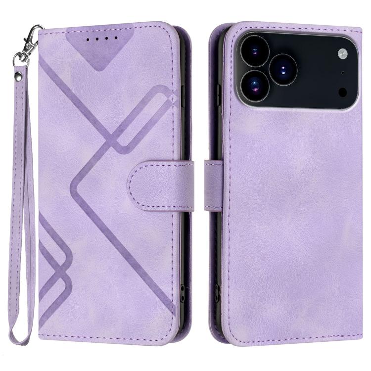 For iPhone 17 Pro Max Line Pattern Skin Feel Leather Phone Case(Light Purple) - free shipping - PMc TechLife - Order now!