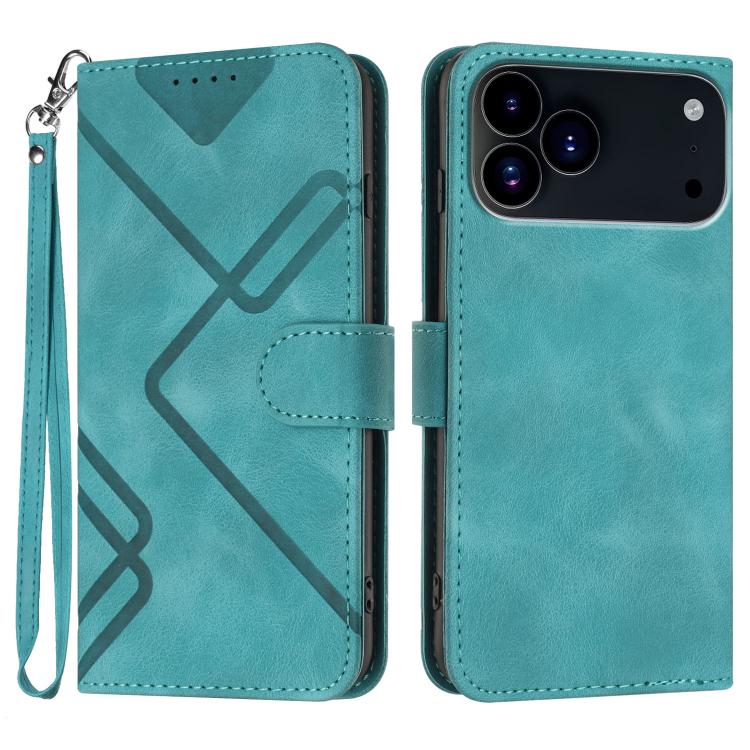 For iPhone 17 Pro Max Line Pattern Skin Feel Leather Phone Case(Light Blue) - free shipping - PMc TechLife - Order now!