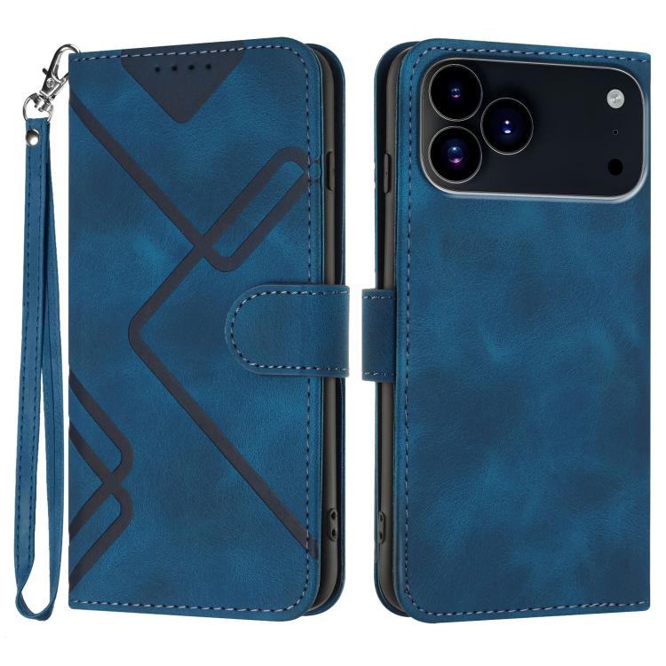 For iPhone 17 Pro Line Pattern Skin Feel Leather Phone Case(Royal Blue) - free shipping - PMc TechLife - Order now!