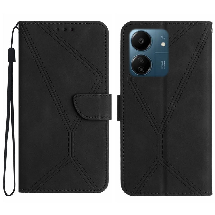 For Xiaomi Redmi 13C 4G Stitching Embossed Leather Phone Case(Black) - 13C Cases by PMC TechLife | Online Shopping South Africa | PMC TechLife