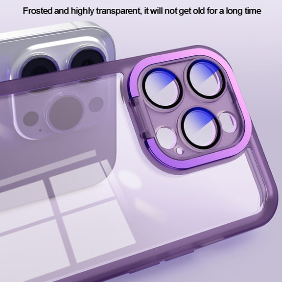 For iPhone 15 Pro Max Invisible Lens Bracket Matte Transparent MagSafe Phone Case(Pink)