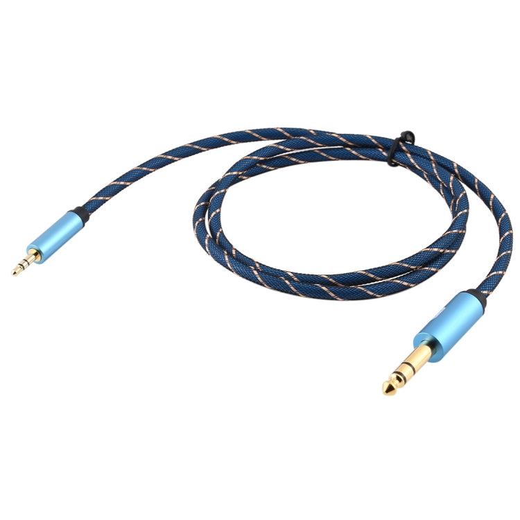 EMK 3.5mm Jack Male to 6.35mm Jack Male Gold Plated Connector Nylon Braid AUX Cable for Computer / X-BOX / PS3 / CD / DVD, Cable Length:1m(Dark Blue) - Audio Optical Cables by EMK | Online Shopping South Africa | PMC Jewellery | Buy Now Pay Later Mobicred