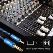 EMK 3.5mm Jack Male to 6.35mm Jack Male Gold Plated Connector Nylon Braid AUX Cable for Computer / X-BOX / PS3 / CD / DVD, Cable Length:1m(Dark Blue)