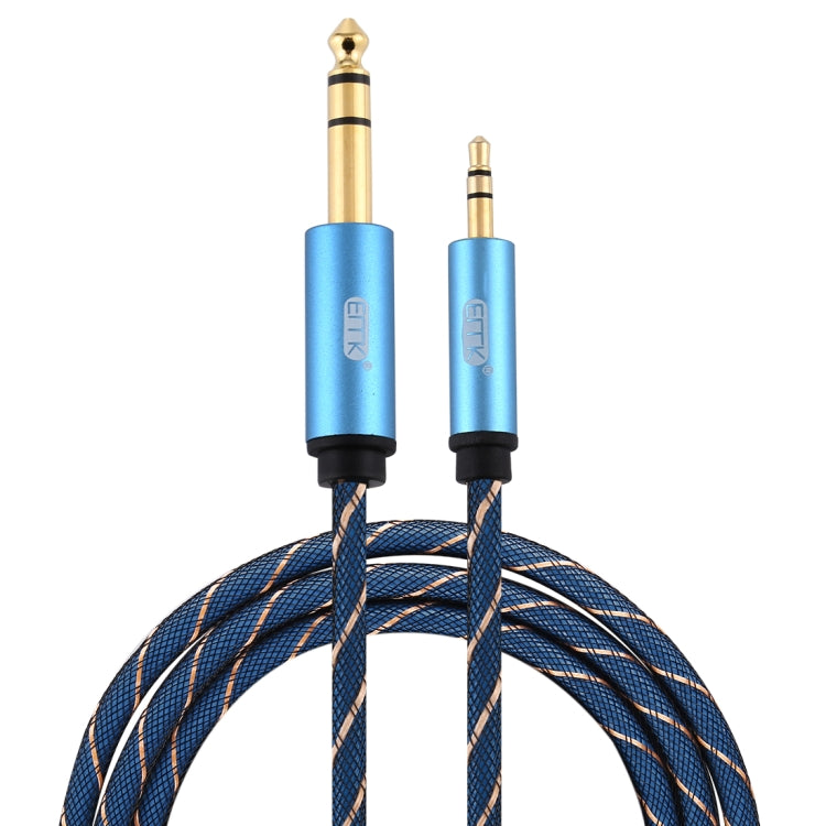 EMK 3.5mm Jack Male to 6.35mm Jack Male Gold Plated Connector Nylon Braid AUX Cable for Computer / X-BOX / PS3 / CD / DVD, Cable Length:1.5m(Dark Blue) - Audio Optical Cables by EMK | Online Shopping South Africa | PMC Jewellery | Buy Now Pay Later Mobicred