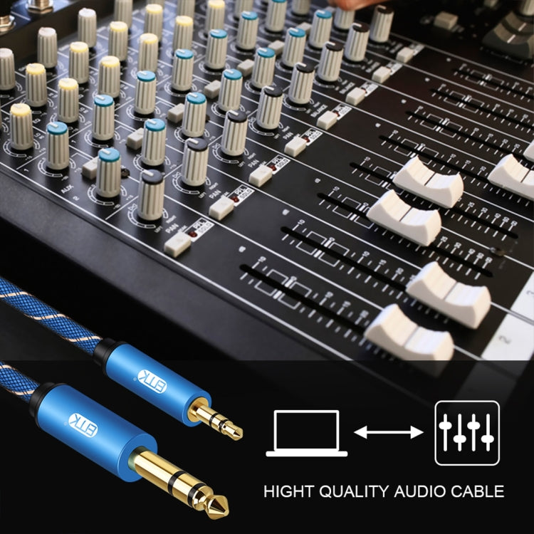EMK 3.5mm Jack Male to 6.35mm Jack Male Gold Plated Connector Nylon Braid AUX Cable for Computer / X-BOX / PS3 / CD / DVD, Cable Length:1.5m(Dark Blue) - Audio Optical Cables by EMK | Online Shopping South Africa | PMC Jewellery | Buy Now Pay Later Mobicred