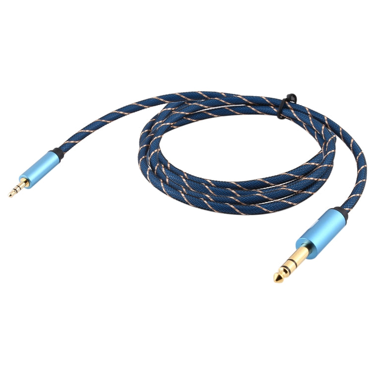 EMK 3.5mm Jack Male to 6.35mm Jack Male Gold Plated Connector Nylon Braid AUX Cable for Computer / X-BOX / PS3 / CD / DVD, Cable Length:2m(Dark Blue)