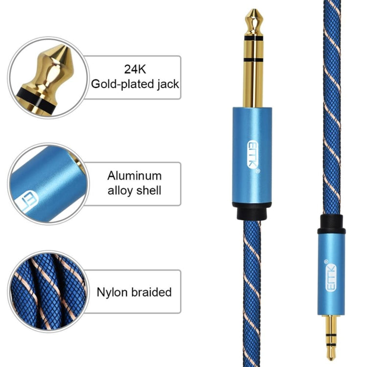 EMK 3.5mm Jack Male to 6.35mm Jack Male Gold Plated Connector Nylon Braid AUX Cable for Computer / X-BOX / PS3 / CD / DVD, Cable Length:2m(Dark Blue)