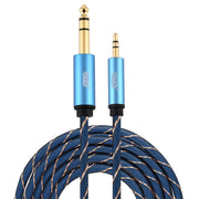 EMK 3.5mm Jack Male to 6.35mm Jack Male Gold Plated Connector Nylon Braid AUX Cable for Computer / X-BOX / PS3 / CD / DVD, Cable Length:3m(Dark Blue)
