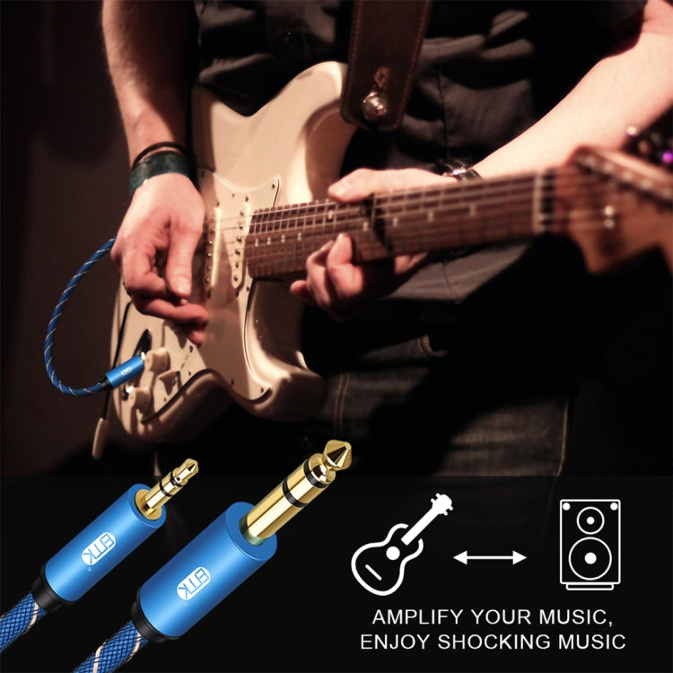 EMK 3.5mm Jack Male to 6.35mm Jack Male Gold Plated Connector Nylon Braid AUX Cable for Computer / X-BOX / PS3 / CD / DVD, Cable Length:3m(Dark Blue)