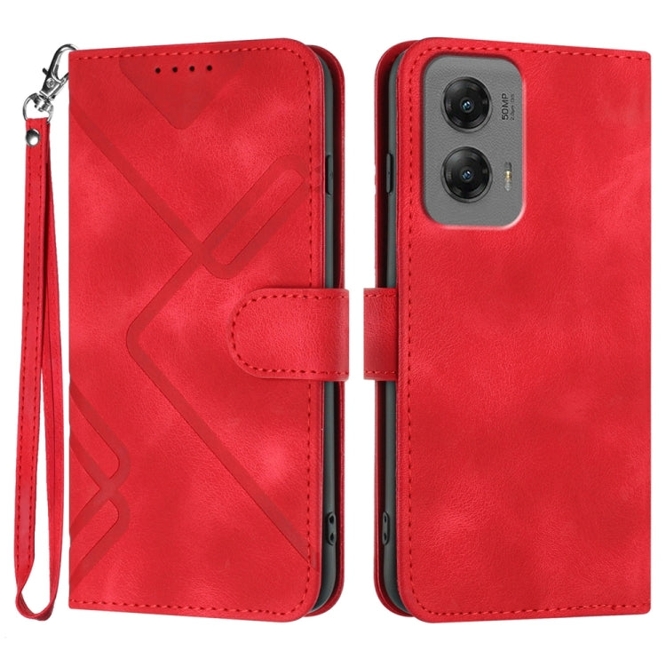 For Motorola Moto G Stylus 5G 2024 Line Pattern Skin Feel Leather Phone Case(Red) - Motorola Cases by PMC Jewellery | Online Shopping South Africa | PMC Jewellery | Buy Now Pay Later Mobicred