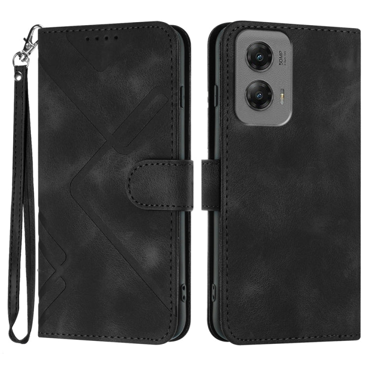 For Motorola Moto G Stylus 5G 2024 Line Pattern Skin Feel Leather Phone Case(Black) - Motorola Cases by PMC Jewellery | Online Shopping South Africa | PMC Jewellery | Buy Now Pay Later Mobicred