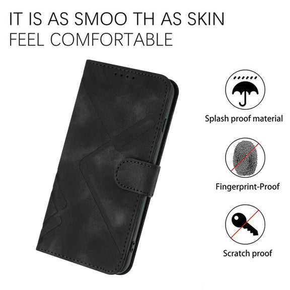 For Motorola Moto G Stylus 5G 2024 Line Pattern Skin Feel Leather Phone Case(Black)