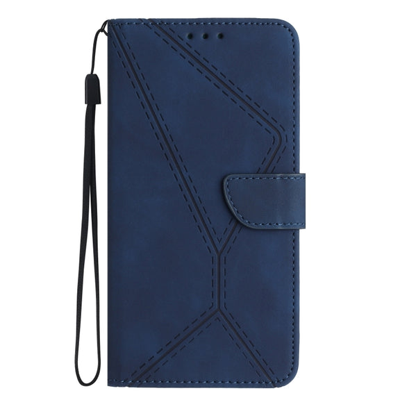 For Motorola Moto E22 / E22i 4G Stitching Embossed Leather Phone Case(Blue)