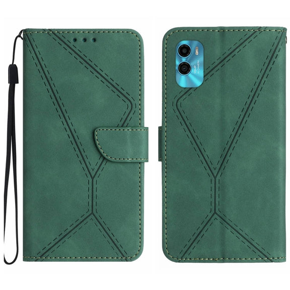 For Motorola Moto E22S / G22 4G Stitching Embossed Leather Phone Case(Green)