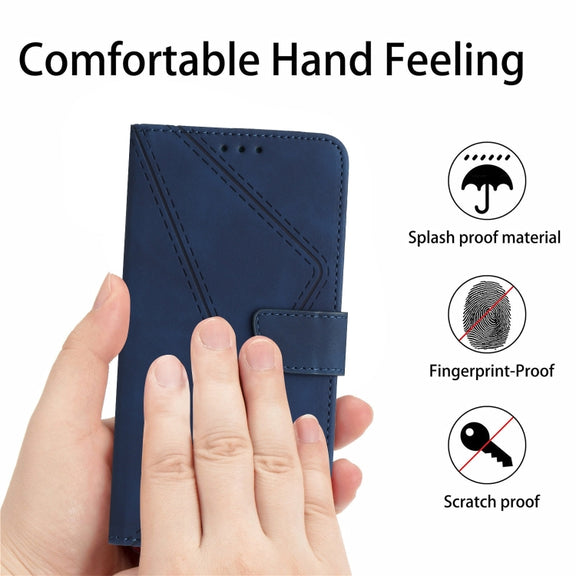 For Motorola Moto E22S / G22 4G Stitching Embossed Leather Phone Case(Blue)