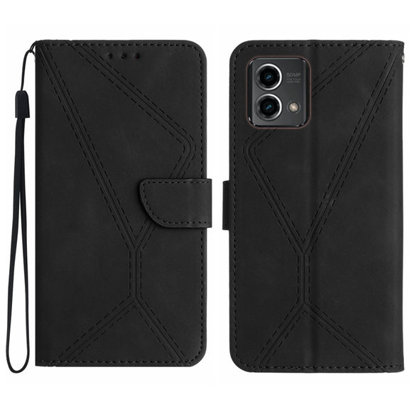 For Motorola Moto G Stylus 5G 2023 Stitching Embossed Leather Phone Case(Black)