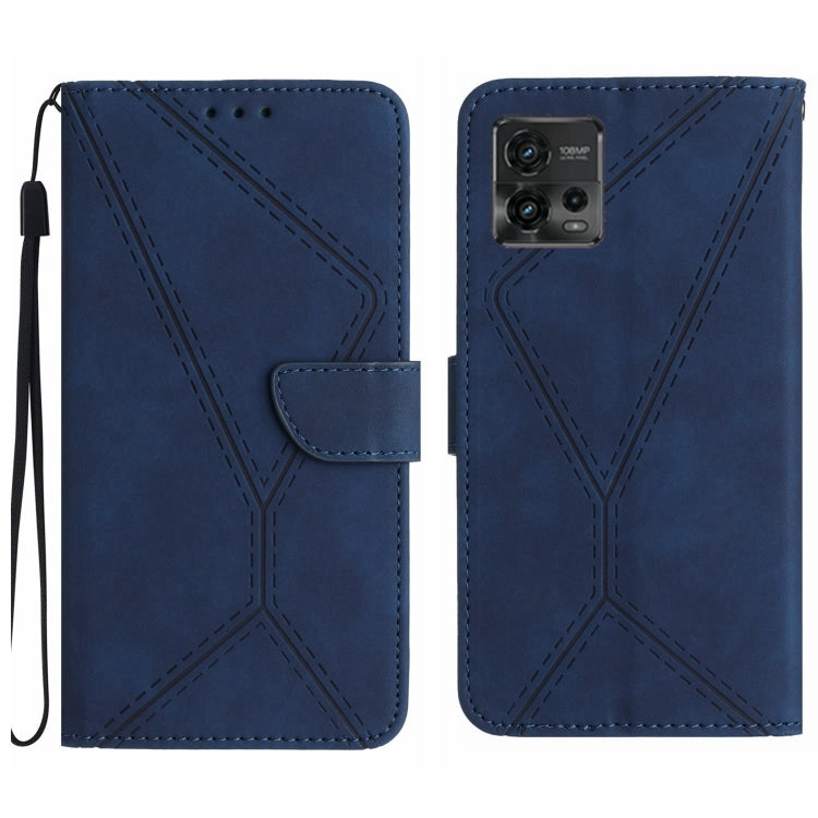 For Motorola Moto G72 4G Stitching Embossed Leather Phone Case(Blue) - free shipping - PMC TechLife - Order now!