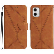 For Motorola Moto G73 5G Stitching Embossed Leather Phone Case(Brown)