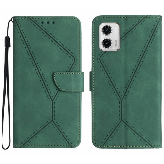 For Motorola Moto G73 5G Stitching Embossed Leather Phone Case(Green)