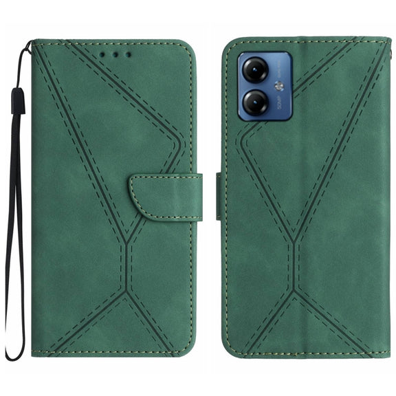 For Motorola Moto G14 Stitching Embossed Leather Phone Case(Green)