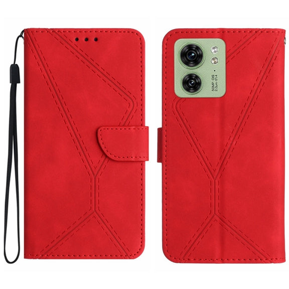 For Motorola Edge 40 Stitching Embossed Leather Phone Case(Red)