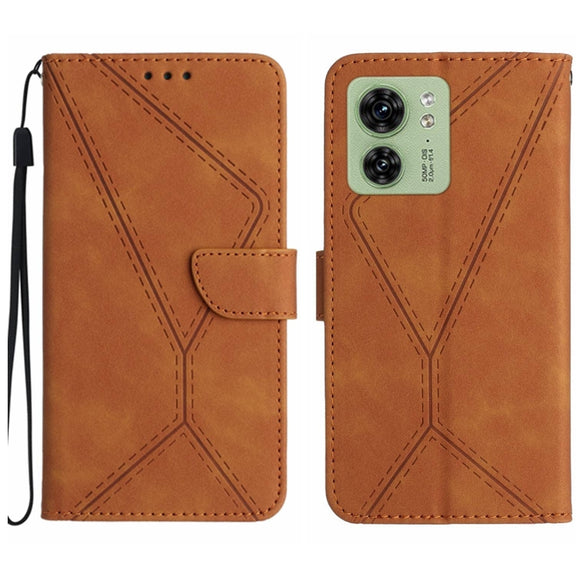 For Motorola Edge 40 Stitching Embossed Leather Phone Case(Brown)