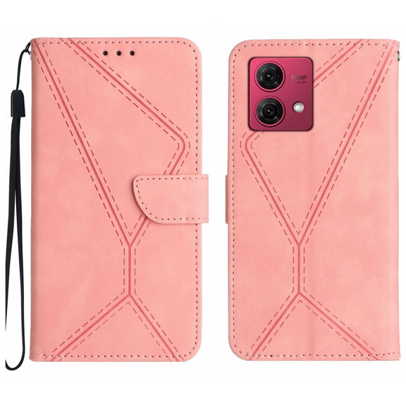 For Motorola Edge 40 Neo Stitching Embossed Leather Phone Case(Pink)