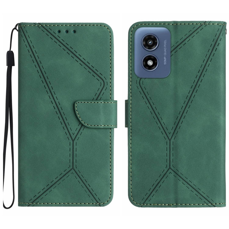 For Motorola Moto G Play 4G 2024 Stitching Embossed Leather Phone Case(Green) - Motorola Cases by PMC TechLife | Online Shopping South Africa | PMC TechLife | Buy Now Pay Later Mobicred