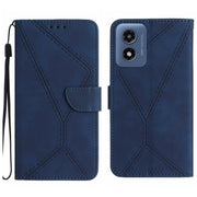 For Motorola Moto E14 Stitching Embossed Leather Phone Case(Blue)
