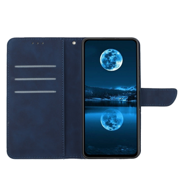 For Motorola Moto E14 Stitching Embossed Leather Phone Case(Blue)