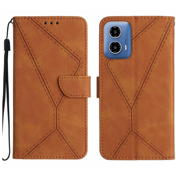For Motorola Moto G85 5G Stitching Embossed Leather Phone Case(Brown)