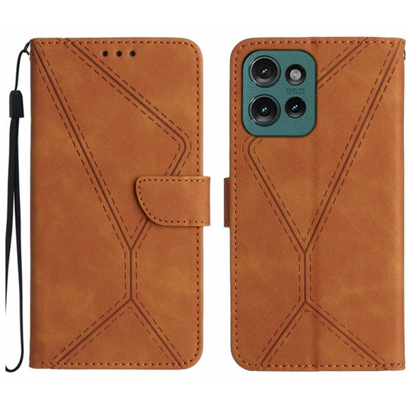 For Motorola Edge 50 5G Stitching Embossed Leather Phone Case(Brown)