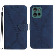 For Motorola Edge 50 Neo Stitching Embossed Leather Phone Case(Blue)