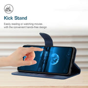For Motorola Edge 50 Neo Stitching Embossed Leather Phone Case(Blue)