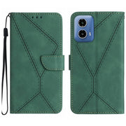 For Motorola Moto G35 5G Stitching Embossed Leather Phone Case(Green)