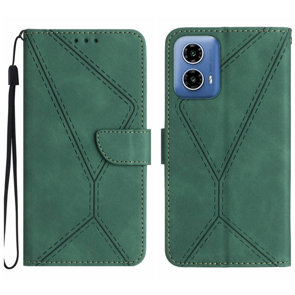 For Motorola Moto G35 5G Stitching Embossed Leather Phone Case(Green)