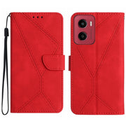 For Motorola Moto G05 Stitching Embossed Leather Phone Case(Red)